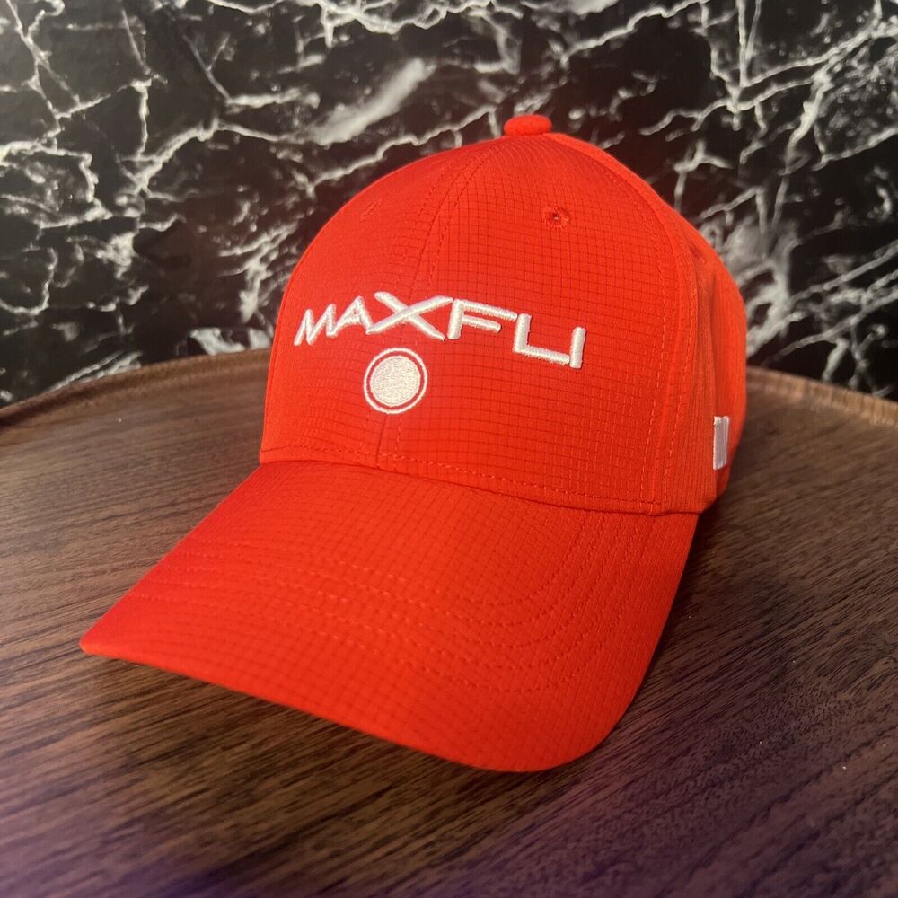 Maxfli Golf Hat Mens Adjustable Breathable 3D Logo Tour Cap Red White